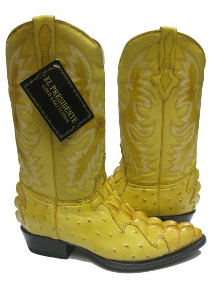 yellow ostrich boots